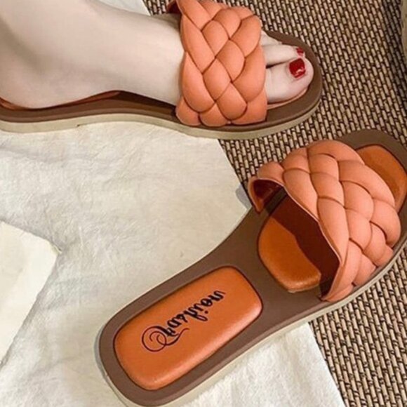 Orange Open Toe twisted Sandal - Picture 2 of 2